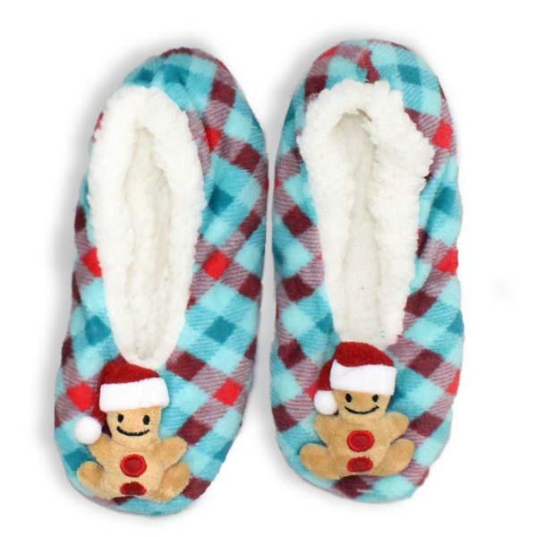 Gingerbread Christmas Sherpa Slipper - John's Crazy Socks