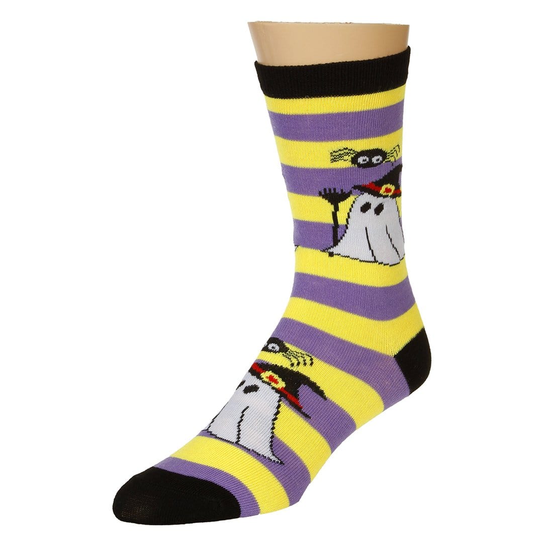 Cute Ghost Socks Women's Crew Sock Purple & Lemon