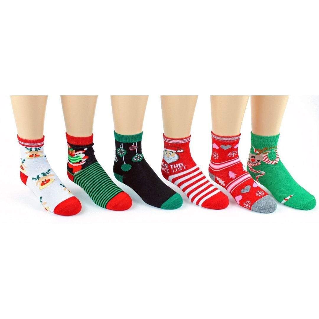 Children&#39;s Christmas Ankle Socks 3 Pack - Ages 4-7 Red / Green