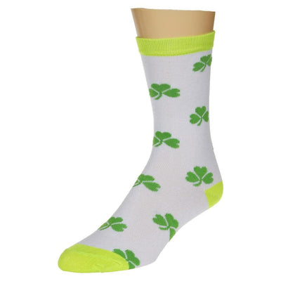 Light and Dark Green Shamrock Socks - Crew Socks for Women