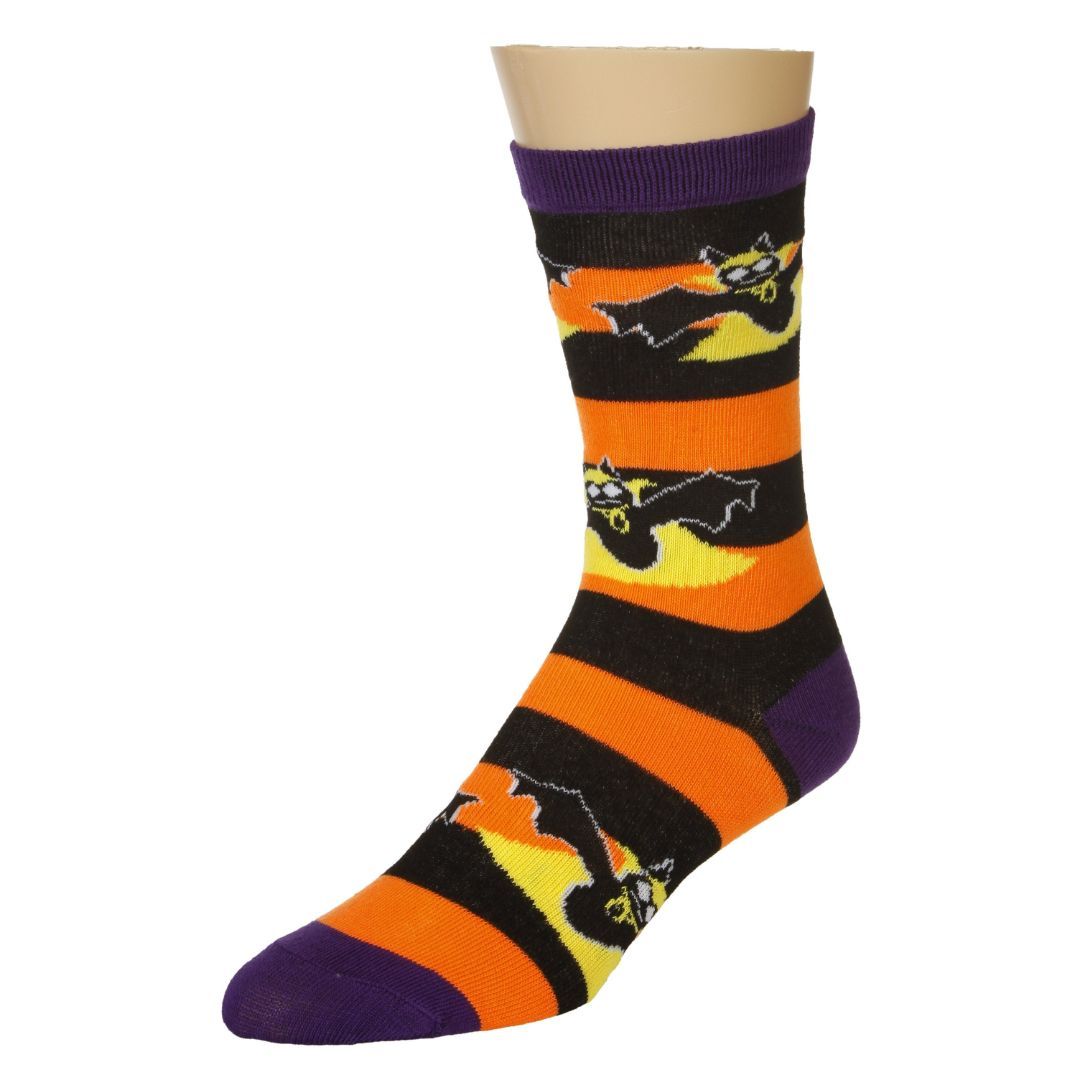Striped Bat Socks - Crew Socks for Women
