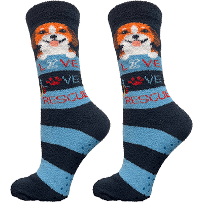 Women's Premium Fuzzy Toe Socks - Striped Print - Size 9-11