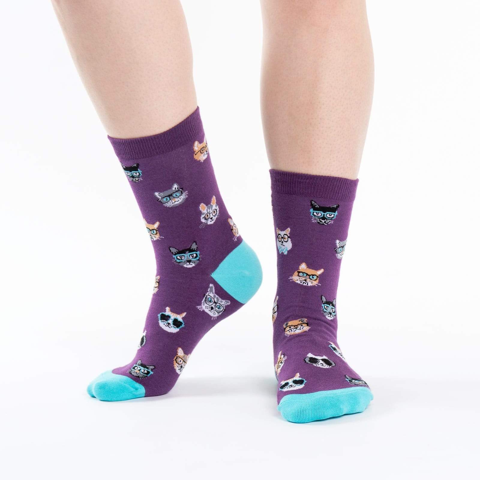 Smarty Cats Socks Women's Crew Sock Purple