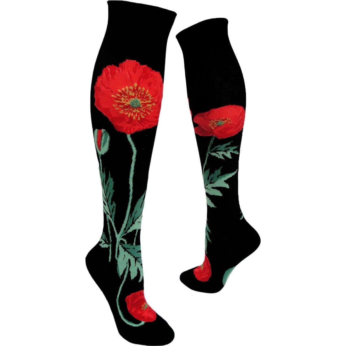 Bold Poppies Flower Socks Knee High