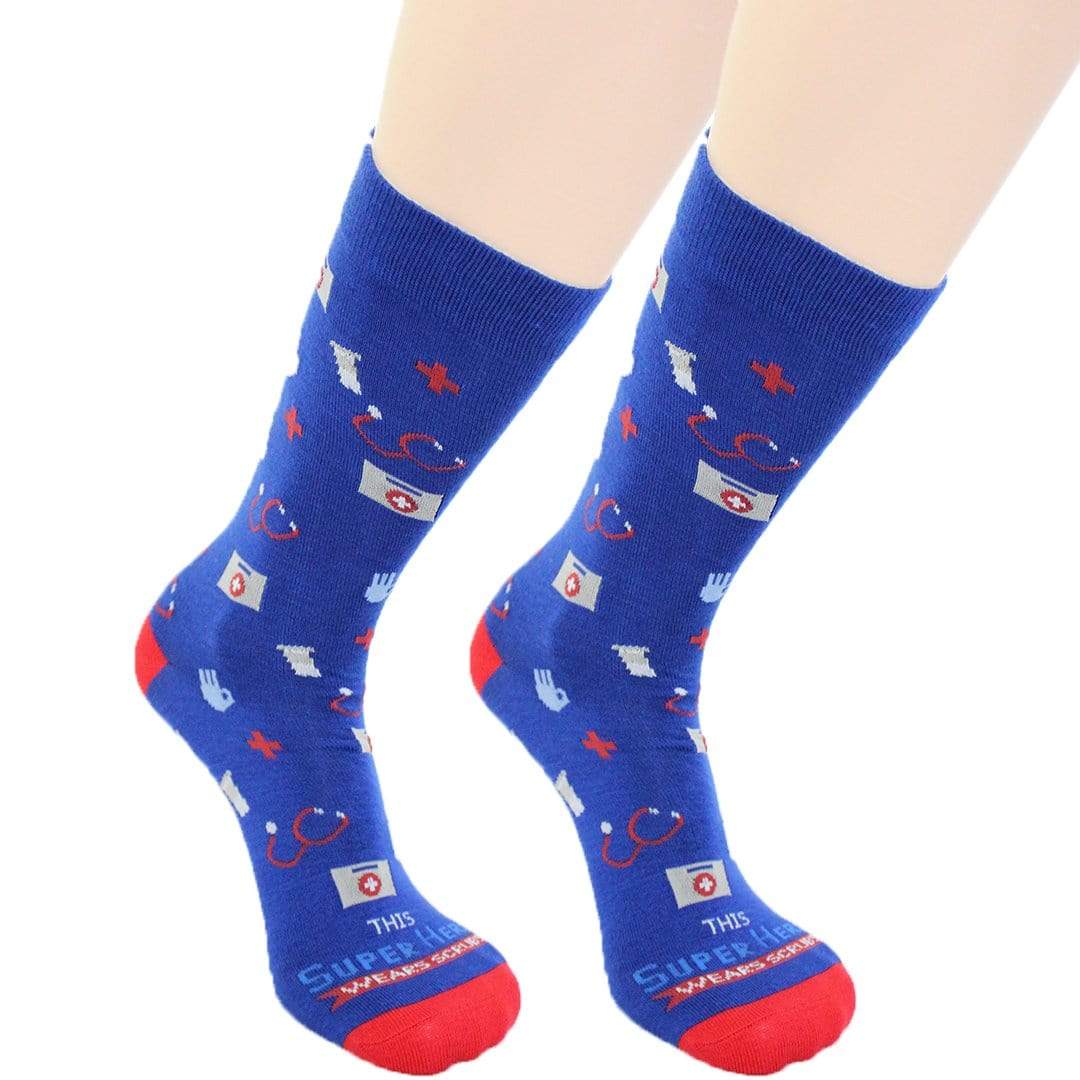 This Superhero Wears Scrubs Sock Crew Socks