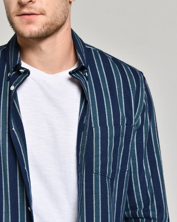 TAYLRD Brushed Button Down | Sea Stripe