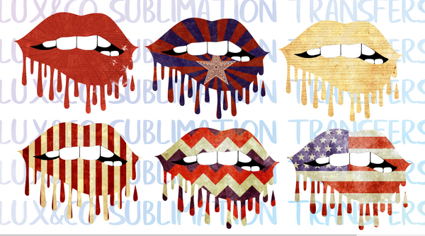 Download Dripping Lips Set 2 Patriotic Sublimation Png Digital Design Lux Co
