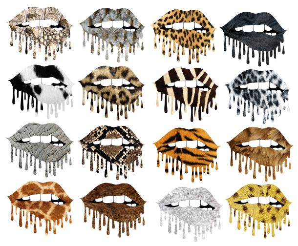 Download Dripping Lips SET 3 Animal Print Sublimation PNG Digital ...