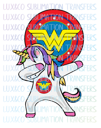 Download Dabbing Unicorn Wonder Woman Sublimation Transfer Lux Co
