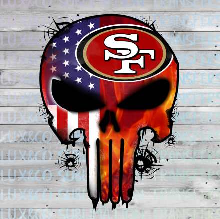 San Francisco 49ers Punisher Skull Football Sublimation Transfer – Lux &amp; Co