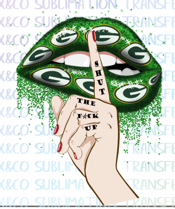 Green Bay Packers Shhh Football Dripping Lips Sublimation Transfer The Svg Corner