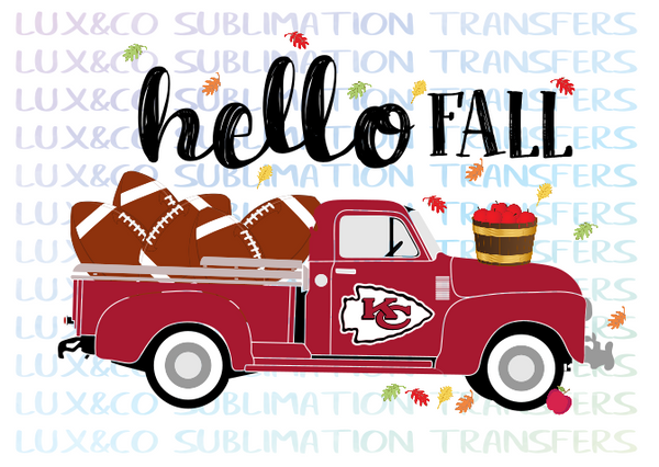 Download Hello Fall Kc Chiefs Football Vintage Truck Sublimation Transfer Lux Co