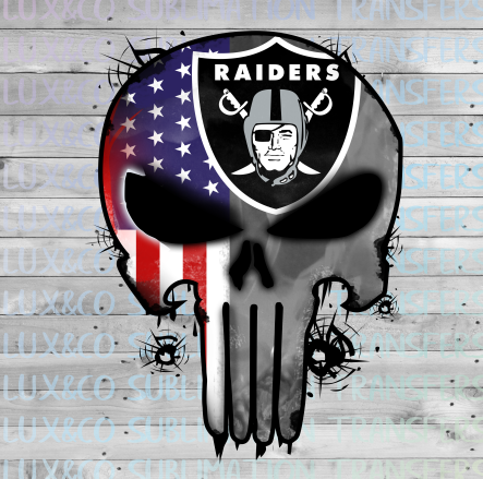 Raiders Punisher Skull Football American Flag Sublimation Transfer