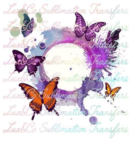 Download Watercolor Butterfly Monogram Frame Sublimation Transfer Lux Co