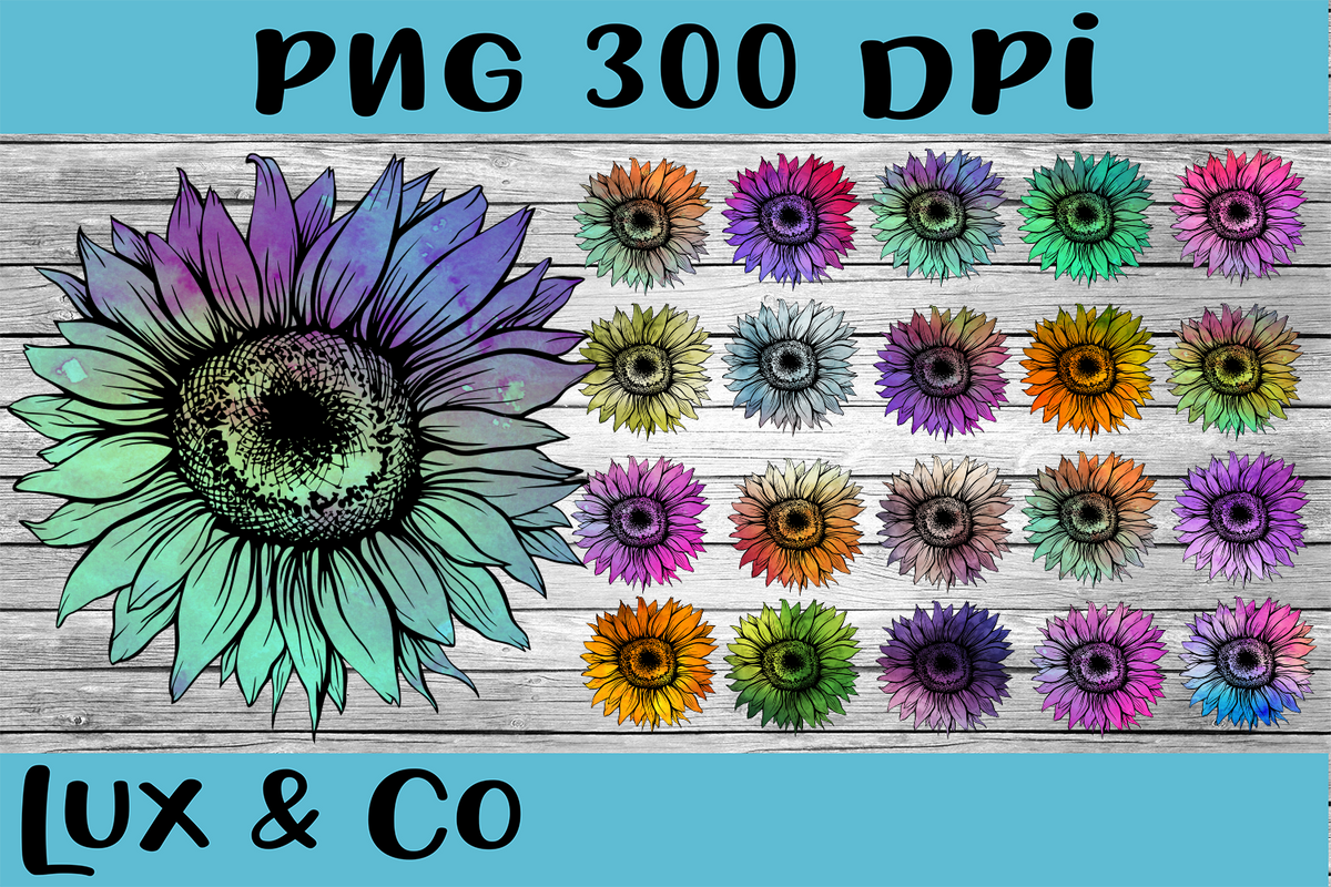 Download Sunflower Tie Dye Bundle Sublimation PNG Digital Design ...