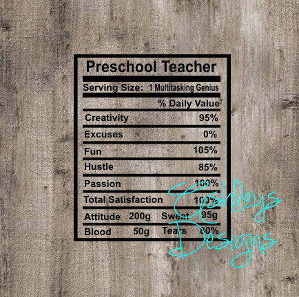Download Preschool Teacher Nutrition Facts Svg File Lux Co