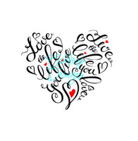 Love The Life You Live Heart Word Art Svg File Lux Co