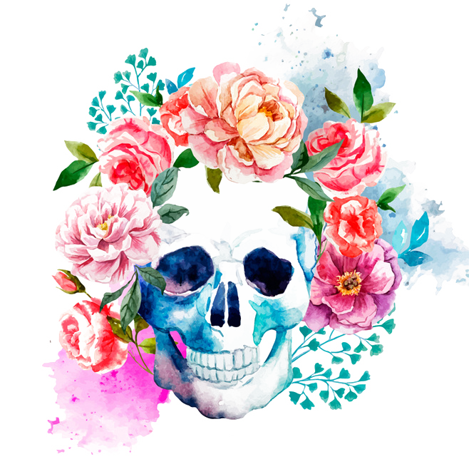 Download Watercolor Floral Skull Sublimation Transfer - The SVG Corner