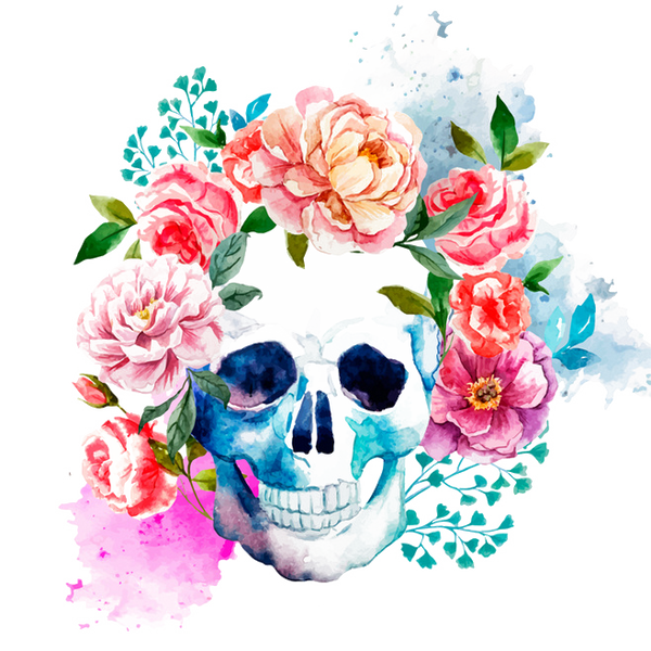 Download Watercolor Floral Skull Sublimation Transfer - The SVG Corner