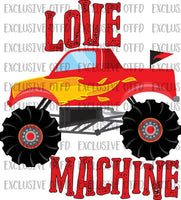 Download Monster Truck Love Machine Valentines Day Sublimation Transfer Lux Co