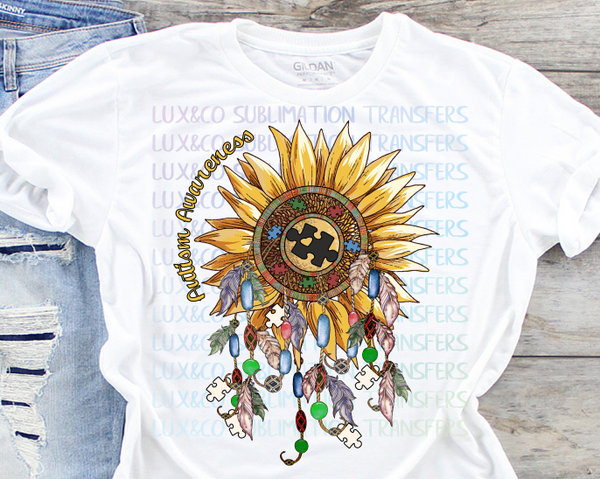 Download Autism Awareness Sunflower Dream Catcher Sublimation ...