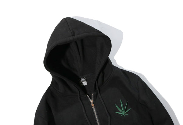 dank master Simple Weed Leaf Embroidery hoodie