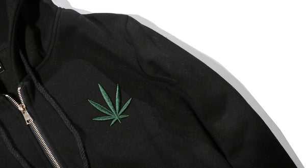 dank master Simple Weed Leaf Embroidery hoodie