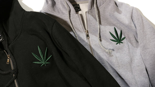 dank master Simple Weed Leaf Embroidery hoodie