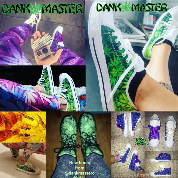 Dank Master shoes reviews boots hi tops low tops custom ganja 420 Apparel weed clothing marijuana fashion cannabis shoes hoodies pot leaf shirts and hats for stoner men and women
