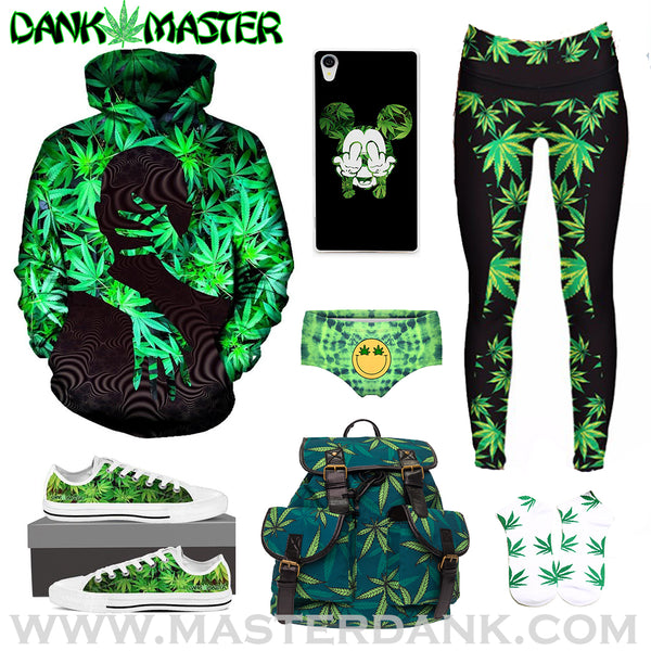 Dank Master 420 Apparel weed clothing, marijuana fashion, cannabis shoes, hoodies, pot leaf shirts and hats for stoner men and women.