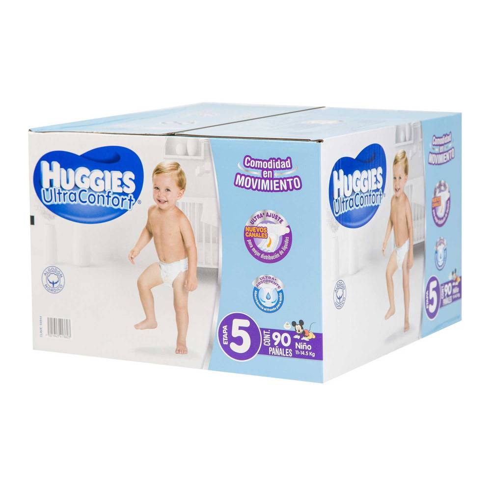 Pañales Etapa 5 Huggies UltraConfort Niño 90 pzas