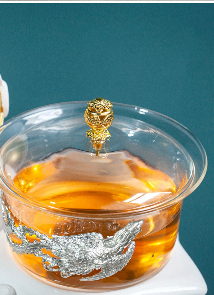 Astronaut Creative Fish Magnetic Teapot Glass Lazy Automatic Tea Making Household Puer Oolong Tea Set Infuser Drinking