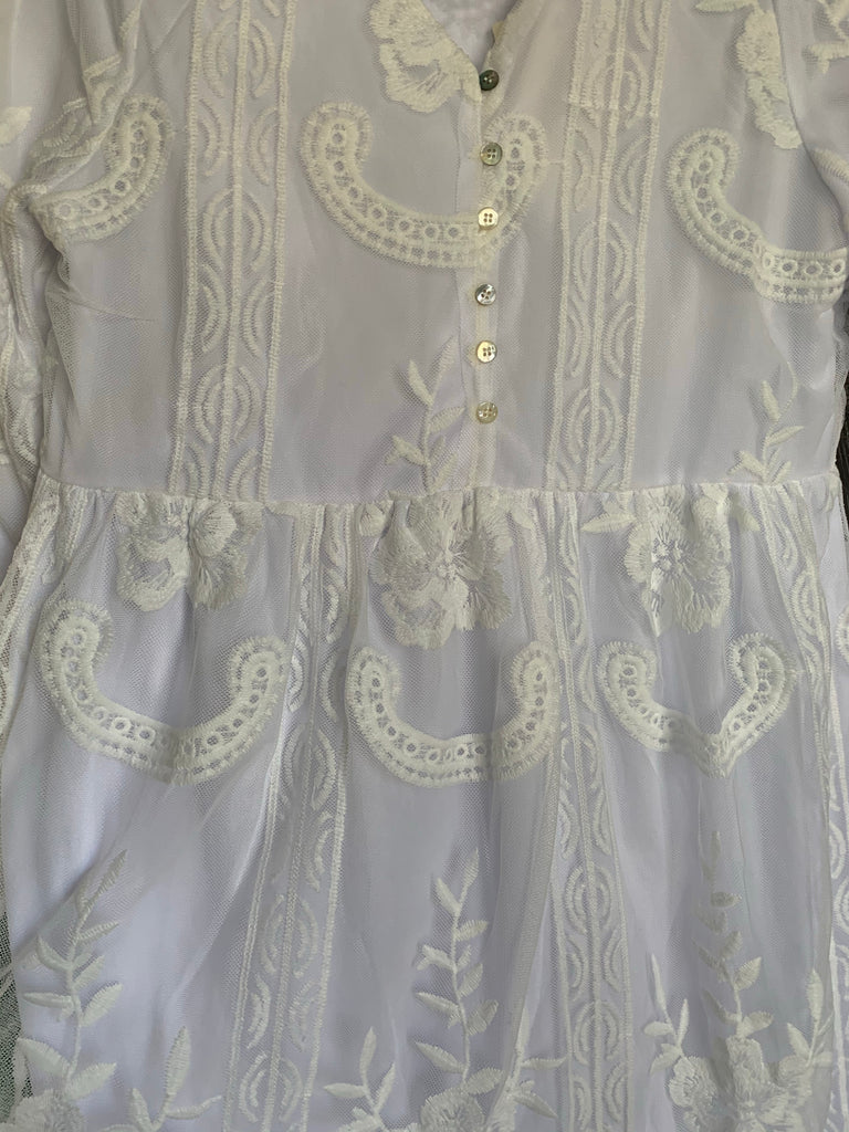 Laney Lace Dress- White – The Ginger Braid