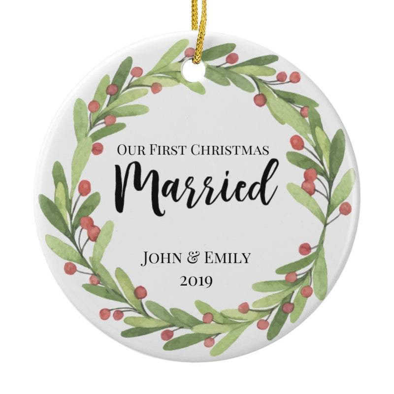 First Christmas Married Ornament Personalized Bamugi