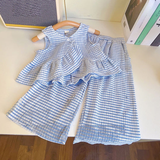 [363631] - Setelan Blouse Kutung Celana Kulot Anak Perempuan - Motif Plain Line Image 1