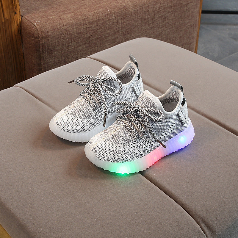 [343118-GRAY WHITE] - Sepatu Sneakers Light Anak Import - Motif Street Style