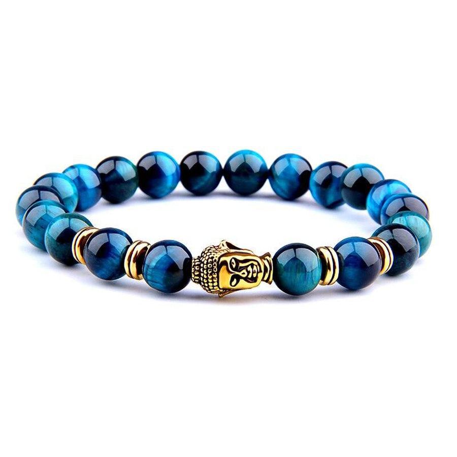 Bracelet Bouddha et Œil de tigre bleu - Mybouddha