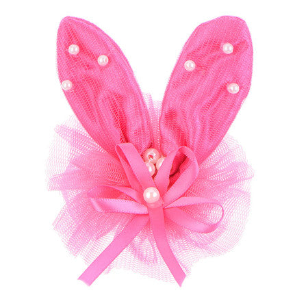 Pet Hairpin Pink Rabbit Ears Lace Style Pet Hair Clips Pet