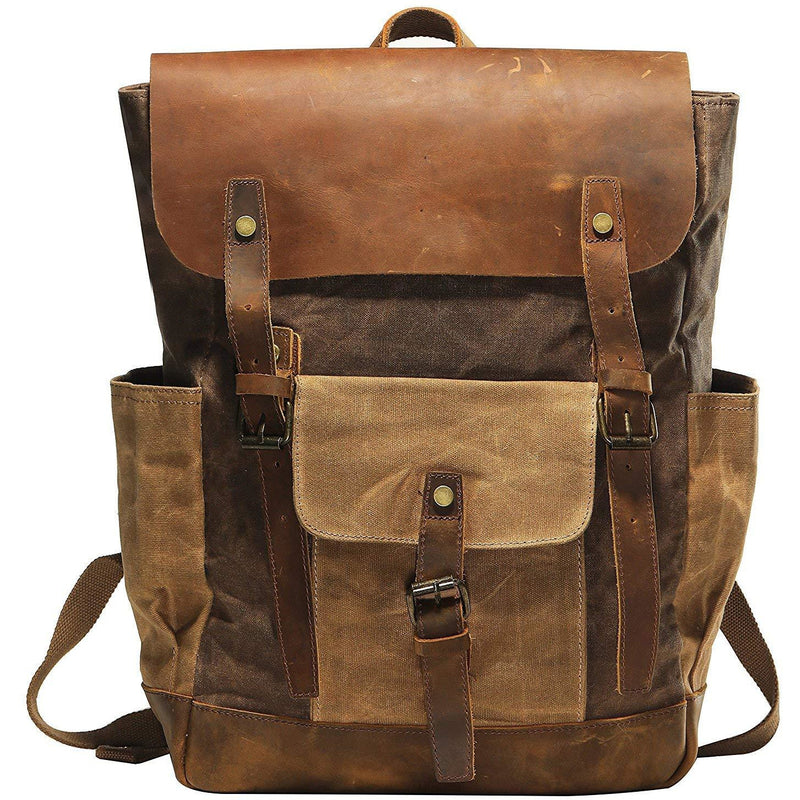 Vintage Canvas Waxed Leather Backpack w/Laptop Storage – Leather Bags ...