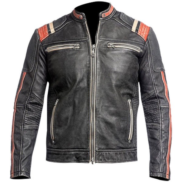 Men's biker motorcycle brown brando vintage top upper leather jacket ...