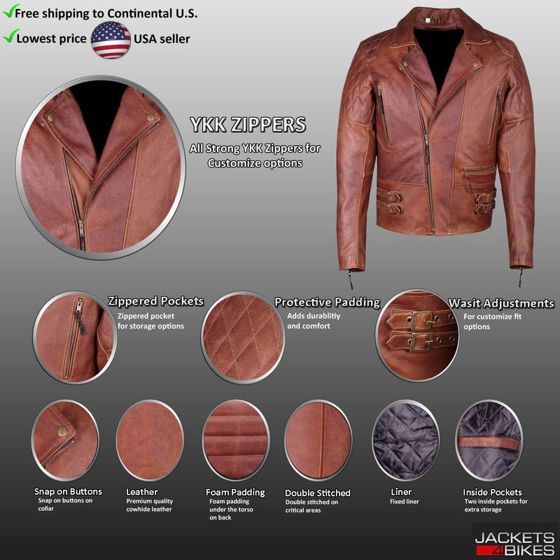 Motorcycle Distressed Biker Leather Armor Jacket | Leather Bags Gallery
