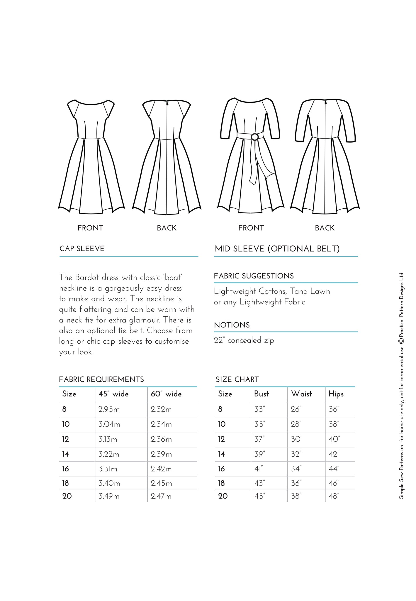 Digital Download | Simple Sew Bardot Dress Pattern