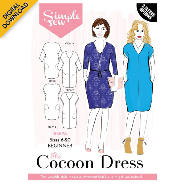 Digital Download Simple Sew Cocoon Dress Sewing Pattern 