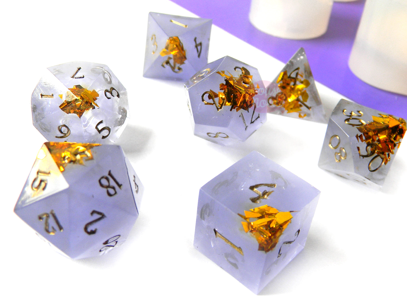 DND Dice Mold Silicone 7 Standard Polyhedral Sharp Edge Dice Slab