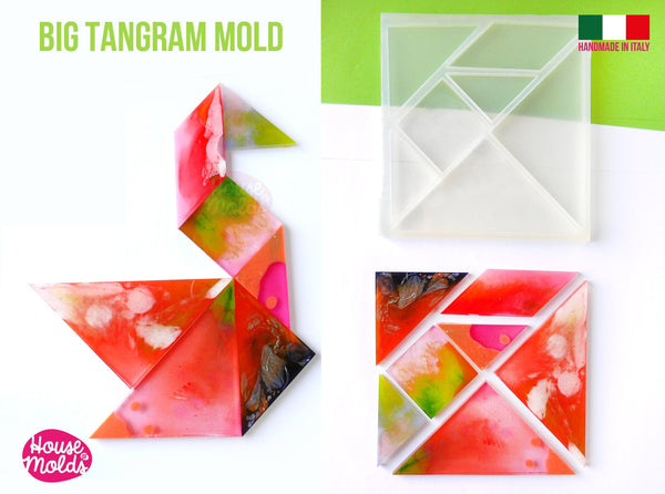 Big Tangram Puzzle Clear Silicone Mold - ideal to make kids games or t ...