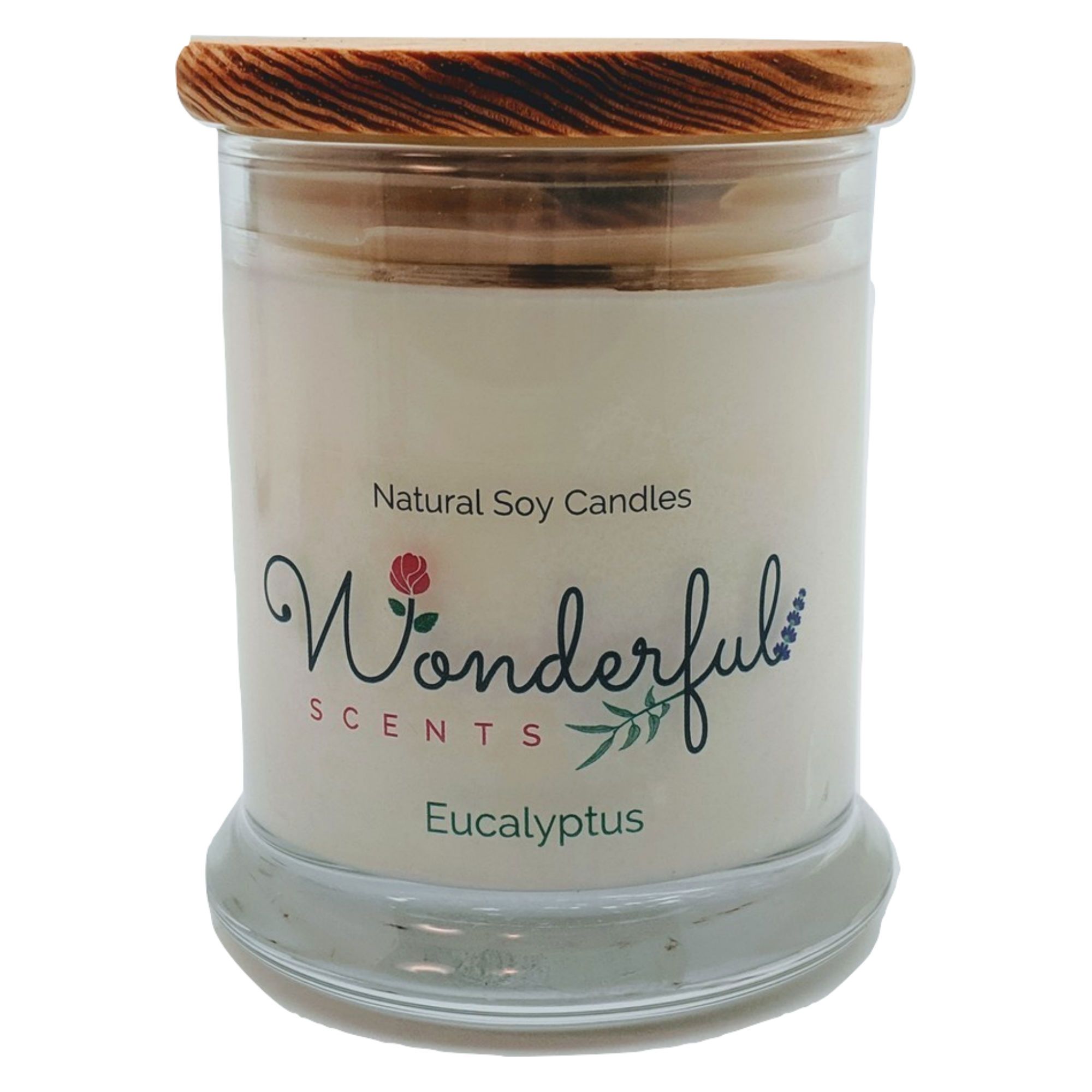 12 oz Hand Poured Soy Wax Candle Wood Wick Status Jar Wood or Tin Lid - Eucalyptus / Tin