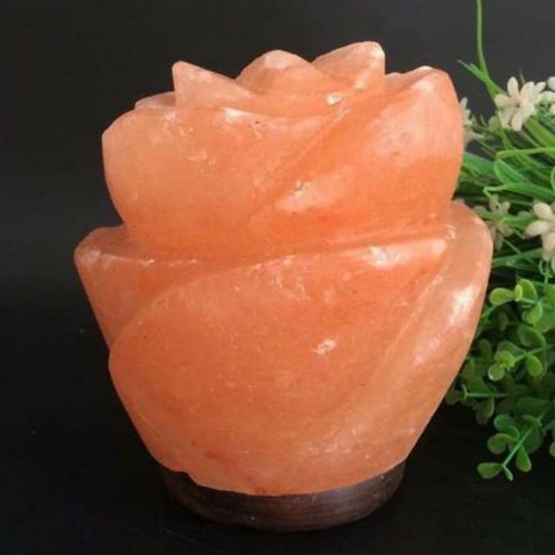 Hand Carved Rose Natural Himalayan Salt Lamp Crystal