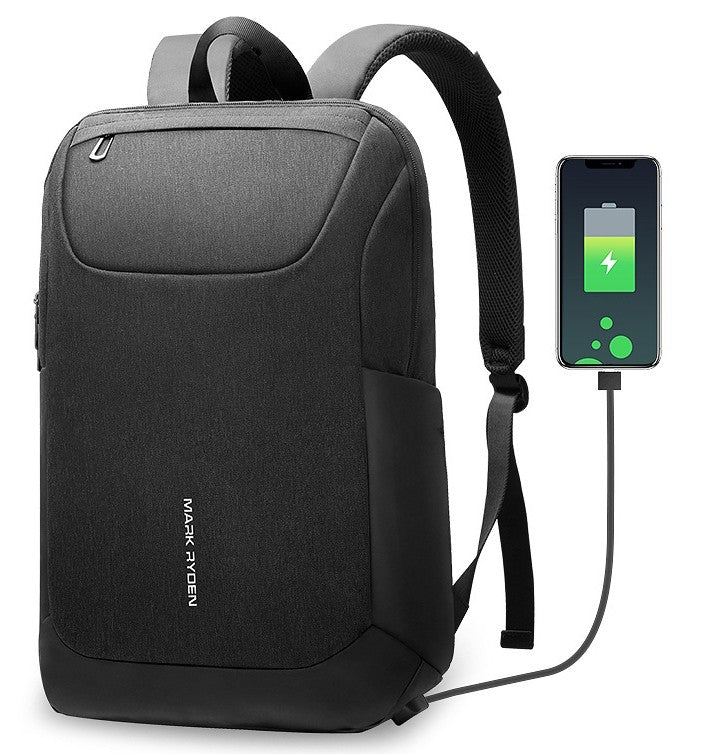 Waterproof Large-Capacity Backpack, with USB Charging Port, Smooth Zip ...