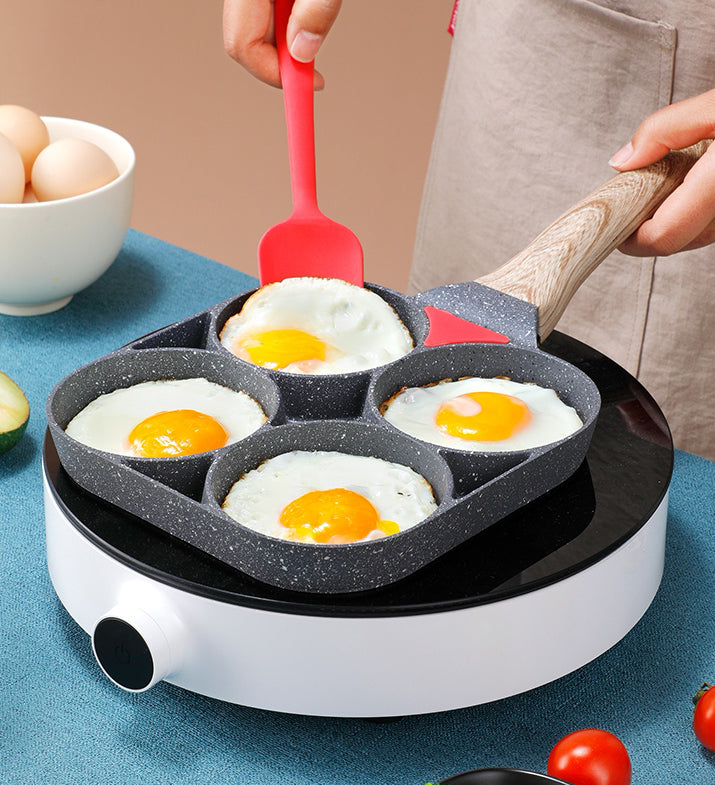 Non-stick Egg Frying Pan, with Thermo-Triangle Indicator, Wood Handle, –  GizModern