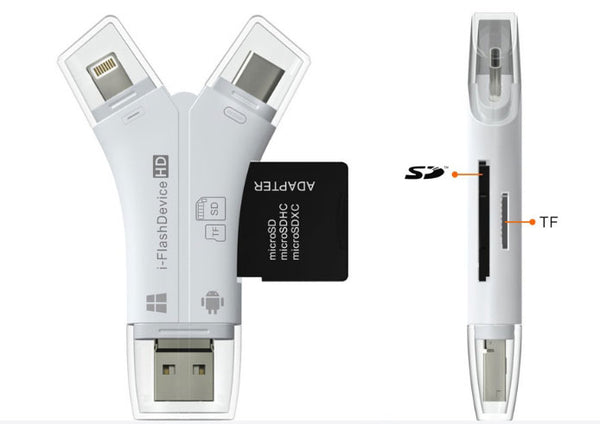 4 in 1 USB Reader And Flash Drive - Connect And Store Everything On A Single Piece